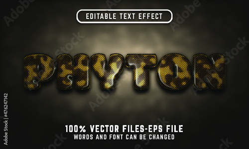 Pyton 3d text effect. editable text effect cartoon style. psd smart object