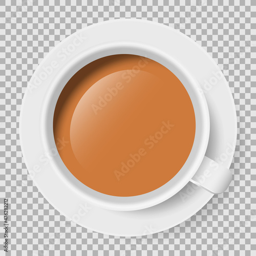 top view of english tea cup on transparent background