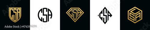 Initial letters CSA logo designs Bundle