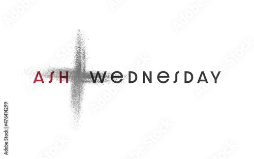 Ash Wednesday, the first day of Lent is a holy day of prayer and fasting. Web banner, program, social graphic, logo, simple.