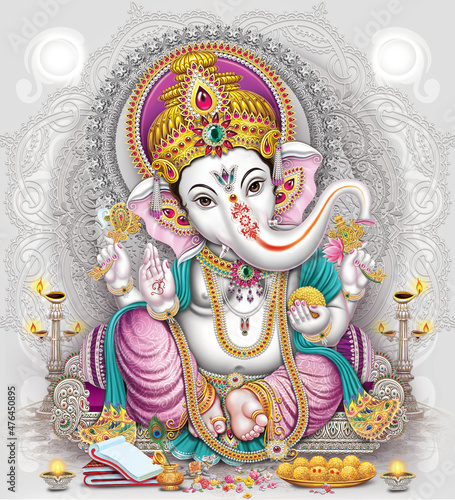 Lord Ganesha, Indian Ganesha, white design background