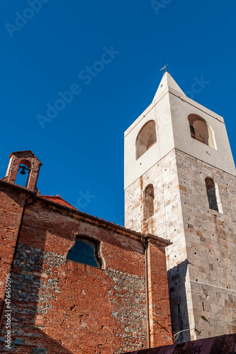 Oratory of the Holy Cross and church bell tower, historic center of Cascina, Pisa, Italy
