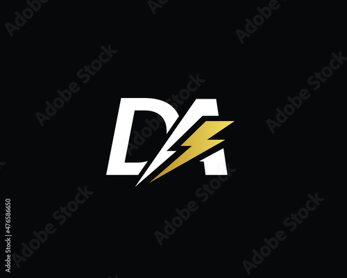 Creative Minimal DA Logo Design | Letter DA Logo with Lightning Icon | Electric DA Logo Design