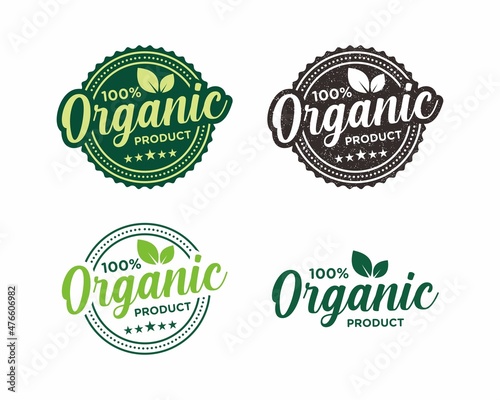 100 percent organic label sticker badge Vector