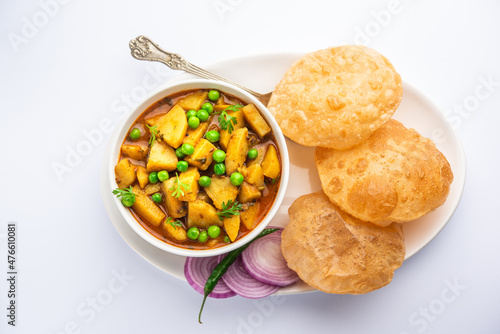 Poori Masala or potato curry with fried puri
