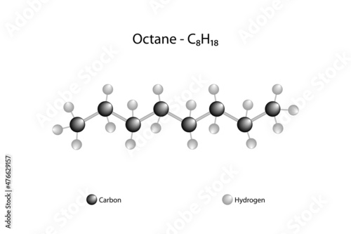 Molecular formula of octane. Octane is an alkane with 18 isomers.
