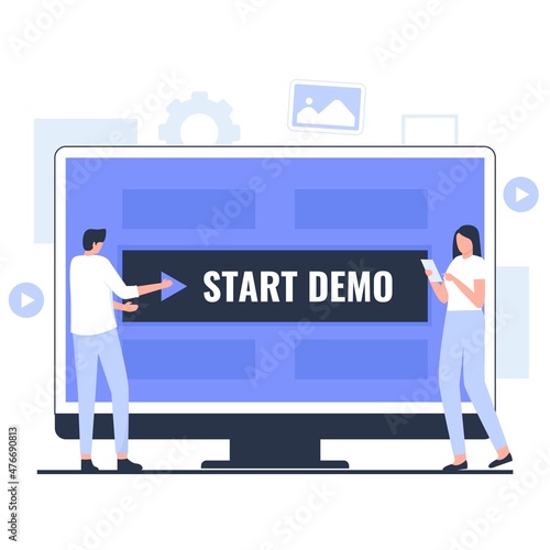 Flat design of start demo concept. Illustration for websites, landing pages, mobile applications, posters and banners