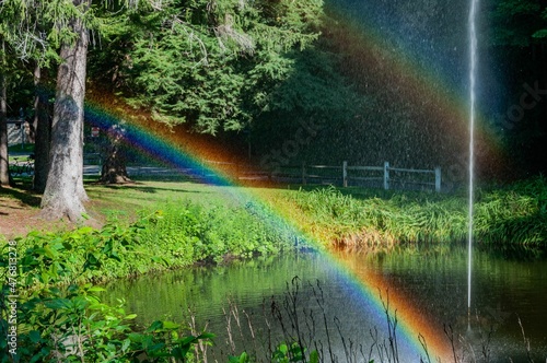 Rainbow Over Pond, Letchworth State Park, New York, USA