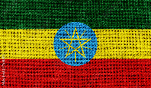 Ethiopia flag on knitted fabric.3D image