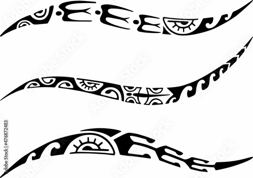 Set of tattoo Maori design. Ethnic decorative oriental ornament. Art tribal tattoo. Vector sketch of a tattoo Maori.