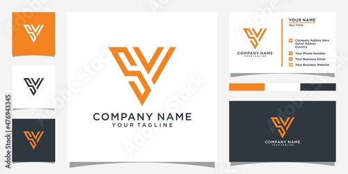 SV or VS initial letter logo design vector.