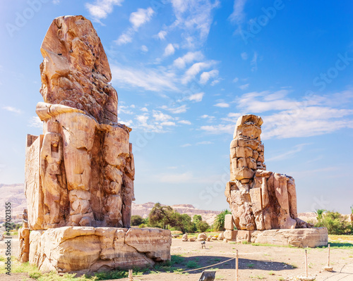 The Colossi of Memnon in the Theban Necropolis, Luxor, Egypt