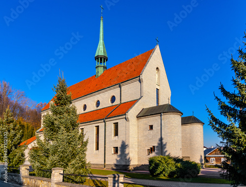 Neo-gothic parish church of St. Peter and Paul Apostles Upper Zagorzyce Gorne village in Podkarpacie region of Lesser Poland