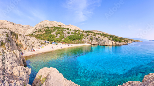 Crystal clear water at beach "Zala Stara Bask" on the island Krk in Croatia