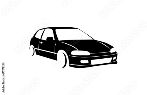 car coupe hatchback isolated white background
