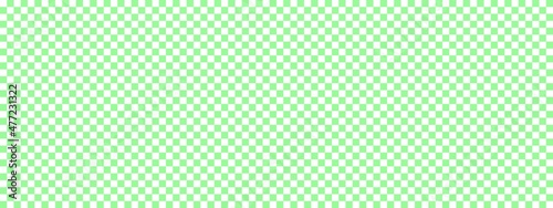 Checkerboard banner. Pale Green and White colors of checkerboard. Small squares, small cells. Chessboard, checkerboard texture. Squares pattern. Background.