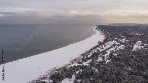 Winter view of the beach in Gdańsk Stogi.