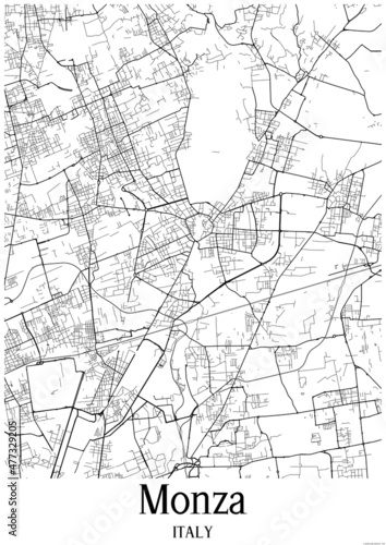 White map of Monza Italy.