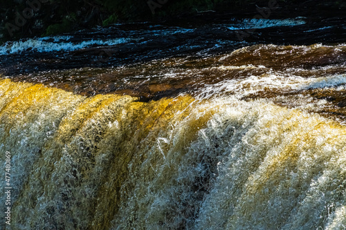 Tahquamenon Falls Drop-Off Point - force of water rushing off a cliff- sunny afternoon 360