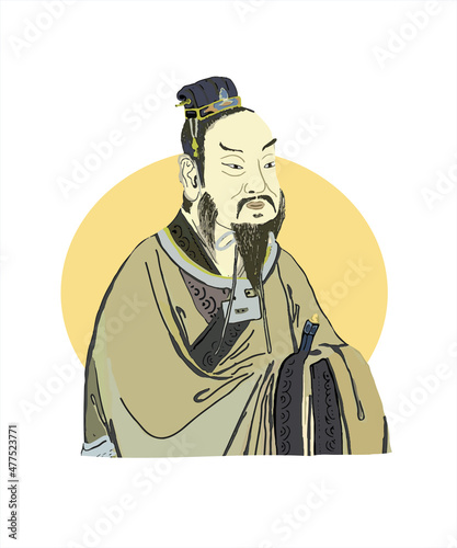 Mencius; or Mengzi was a Chinese Confucian philosopher. Vector