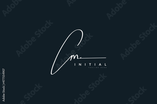 CM Initial Signature Logo or Symbol with Handwriting Style for Wedding, Fashion, Jewelry, Boutique, Botanical, Floral and Business Identity