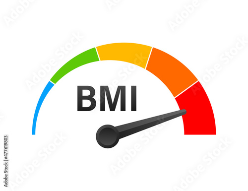 Indikator bmi on white background. Chart concept. Vector icon.