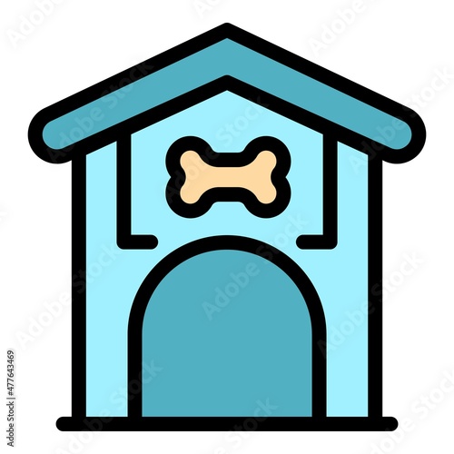 Dog kennel icon. Outline dog kennel vector icon color flat isolated