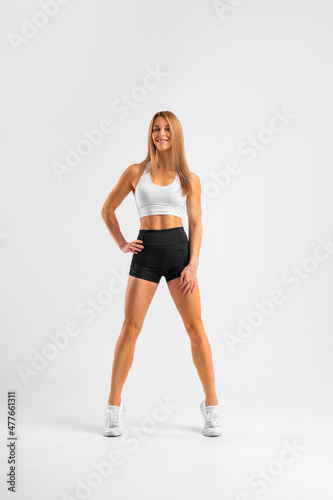 Athlete woman. Muscular young fitness female have