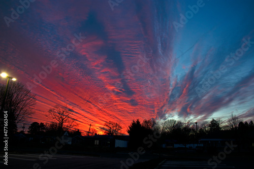 Spectacurar, multi colored sunset in Easy Brunswick, New Jersey, with plenty of stratus cloud coverage -01