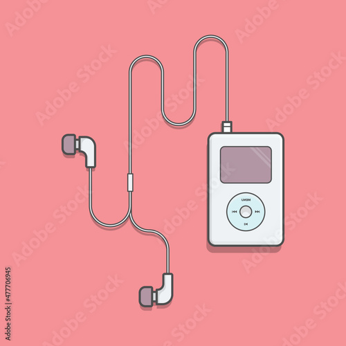 Ipod audio music player with headset vector illustration