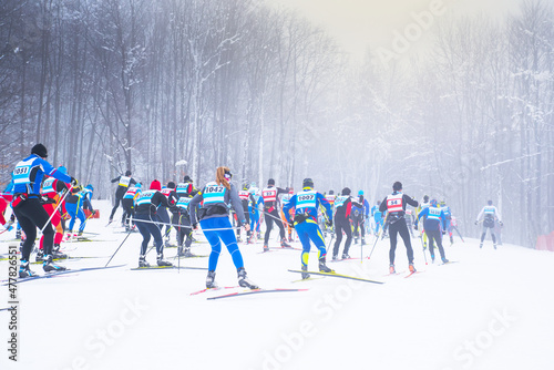 Group of nordic skier in professional race