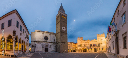 Evening panorama of Titov Trg square in Koper, Slovenia