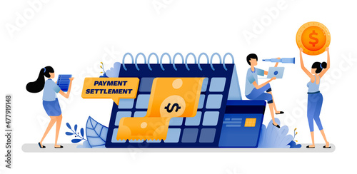 vector illustration of payment of loan penalties and settlement of overdue debts to banking institutions. maturity of the debt must be repaid. Can use for web website apps poster banner flyer homepage
