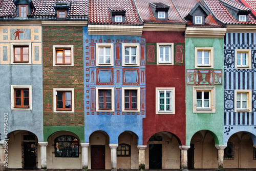 Colorful buildings in the Old Market Square in Poznań