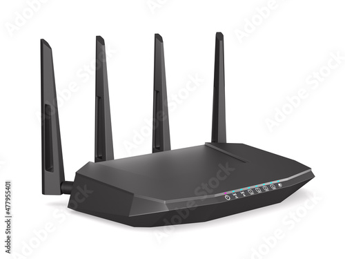 Wireless internet router on white background. Isolated 3D illustration