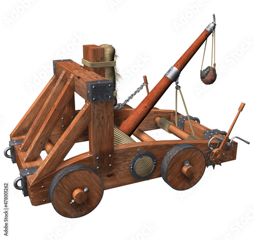Ancient Roman Onager. 3D Rendering Illustration of an Ancient Roman Onager; a small catapult system.