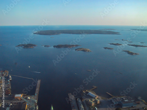 An aerial view of the town of Karlskrona in Blekinge, Sweden