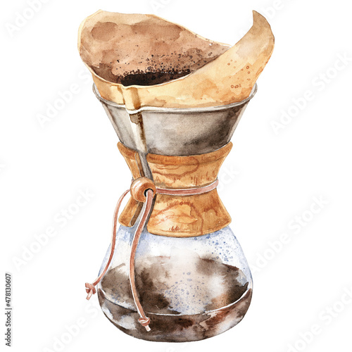 Watercolor pour over coffee brewer