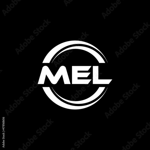 MEL letter logo design with black background in illustrator, vector logo modern alphabet font overlap style. calligraphy designs for logo, Poster, Invitation, etc. 