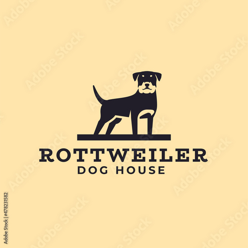 Rottweiler negative space dog logo mascot icon illustration
