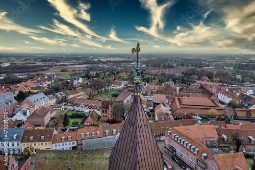 Rooftops seen from the cathedral in the medieval city Ribe, Denmark