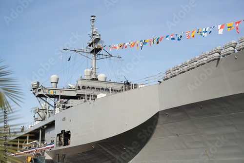 Batumi, Georgia - November 8, 2021: US Navy ship in seaport