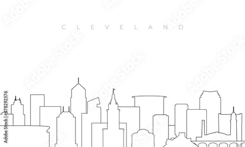 Outline Cleveland skyline. Trendy template with Cleveland city buildings and landmarks in line style. Stock vector design.