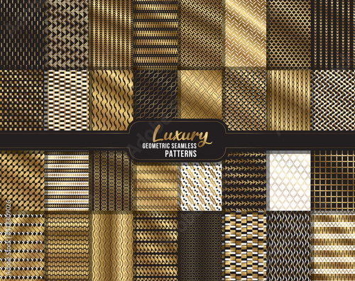 Luxury mega bundle, vector seamless geometric golden pattern background luxury set, collection. Abstract endless repeating texture for mask, duvet cover, t-shirt, phone case, wallpaper, carpet