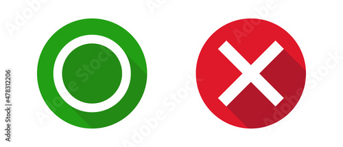 Modern icon set with circle and cross marks. Vector.