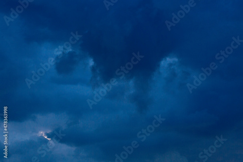 dark blue sky evening after rain