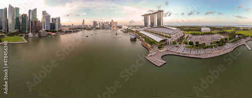 Panoramic photo of Singapore city center in the cloudy day