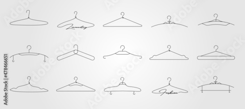 set of hanger icon logo vector line art design, minimalist hanger logo collection