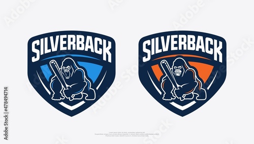 Angry silverback gorilla badge logo