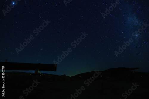 Old quarry, starry night with the milky way, Negev Desert
